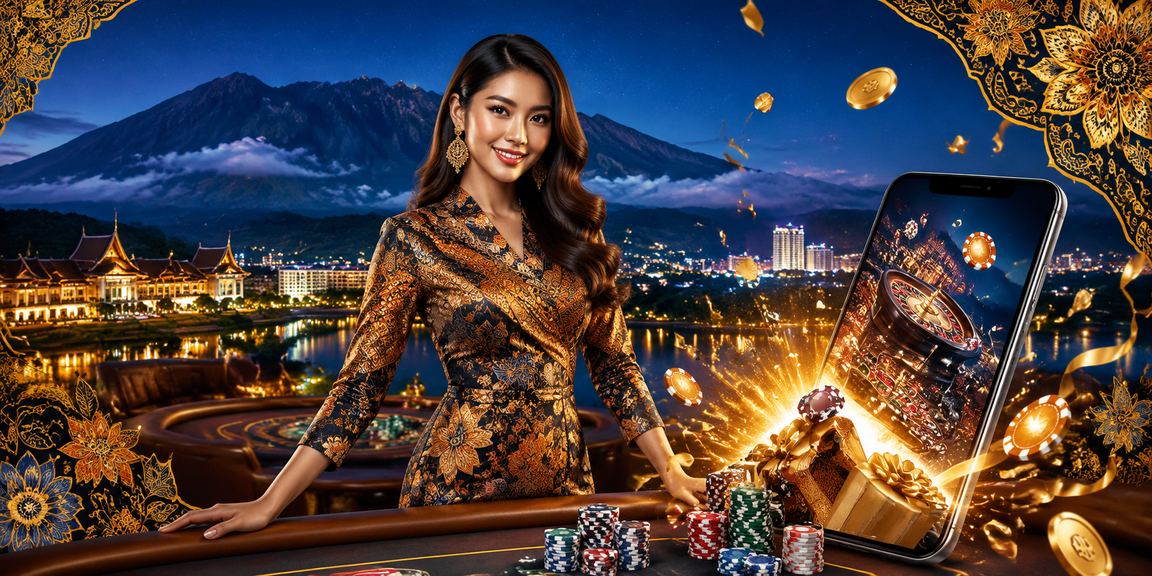Pemain menggunakan kasino mudah alih dengan motif batik Sabah